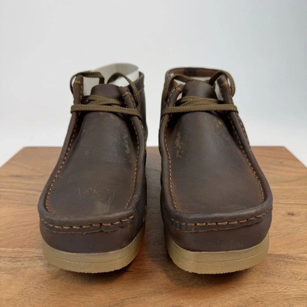New Mens Clarks Wallaston‎ Brown Leather Casual Chukka Boots Shoes Size 9 M NIB